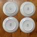 Elum Home Christmas Holiday 4 Appetizer Plates 7.5” Sweater Stocking Cap Mittens