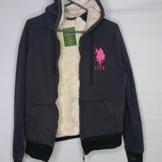 U S Polo Assn Fleece Lined Hoodie Jacket Women XL Sweatshirt Zipped USPA