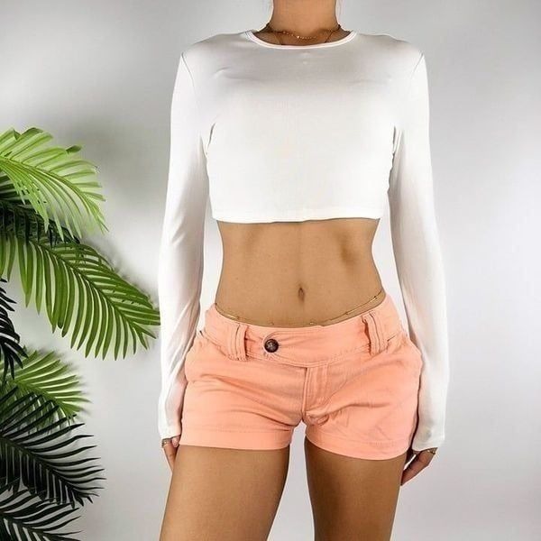 Women's Vintage Y2K Pastel Low Rise Preppy Casual Summer Mini Booty Shorts / 1