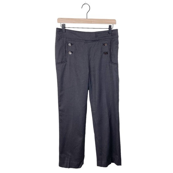 Normandy Monroe Women's Grey Button Front High Waisted Trousers Pants Size 6