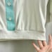 VINTAGE GW Graff MEDIUM PETITE Blue Bamboo Rock Revival 3/4 Sleeve Polo Shirt