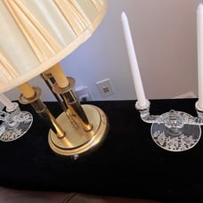 Vintage pair of Double Candlestick Holder Set With Silver Floral Overlay & Trim