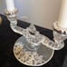 Vintage pair of Double Candlestick Holder Set With Silver Floral Overlay & Trim