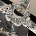 Vintage pair of Double Candlestick Holder Set With Silver Floral Overlay & Trim