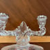 Vintage pair of Double Candlestick Holder Set With Silver Floral Overlay & Trim