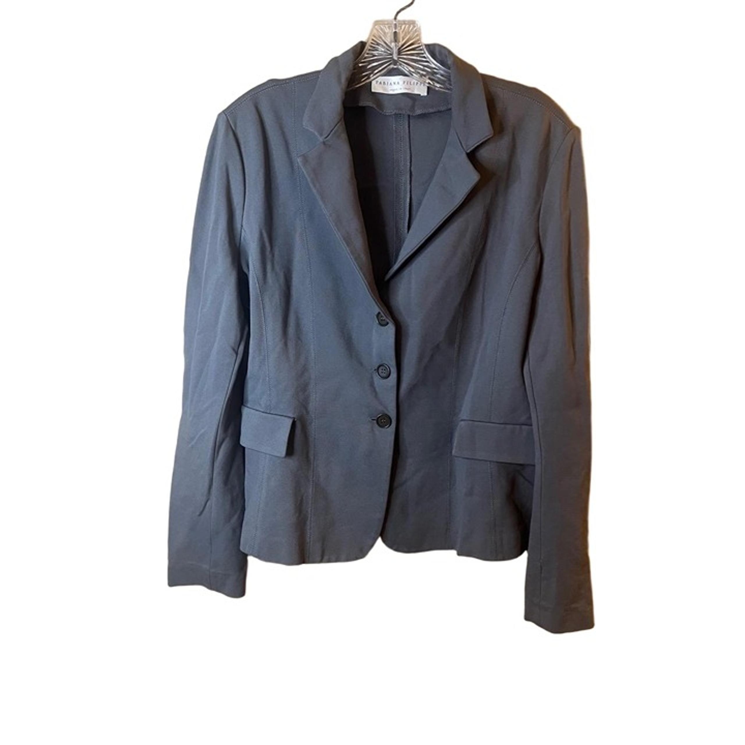 Fabiana Filippi Grey 3Button Notched Lapel Flap Unstructured Blazer Jacket US L
