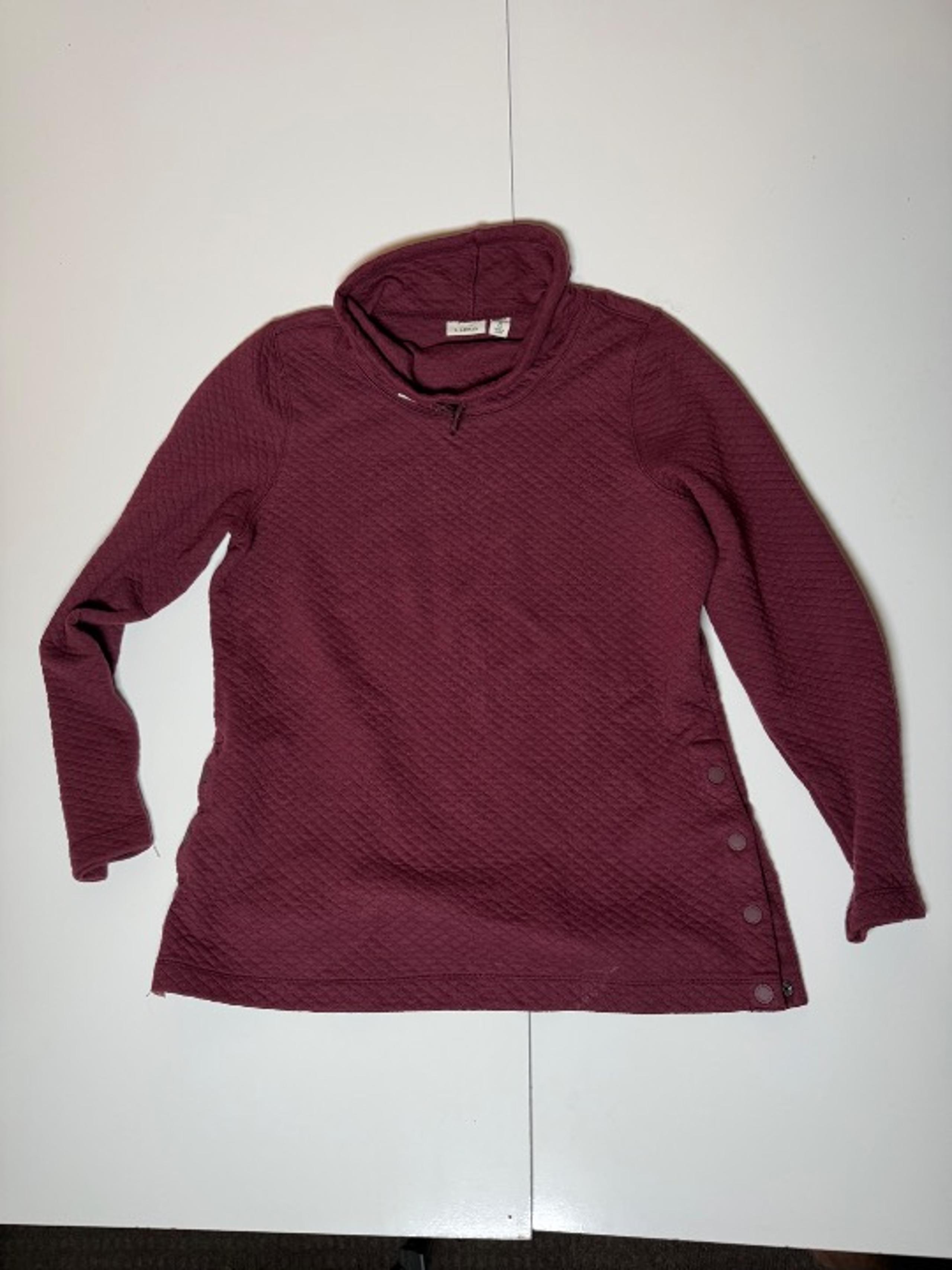 L.L. Bean Sweater Womens Medium Burgundy Red Pullover Cowl Neck.