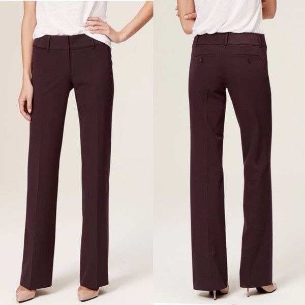 Ann Taylor LOFT Women's Julie Stretch Straight Leg Dress Pants Maroon Size 8