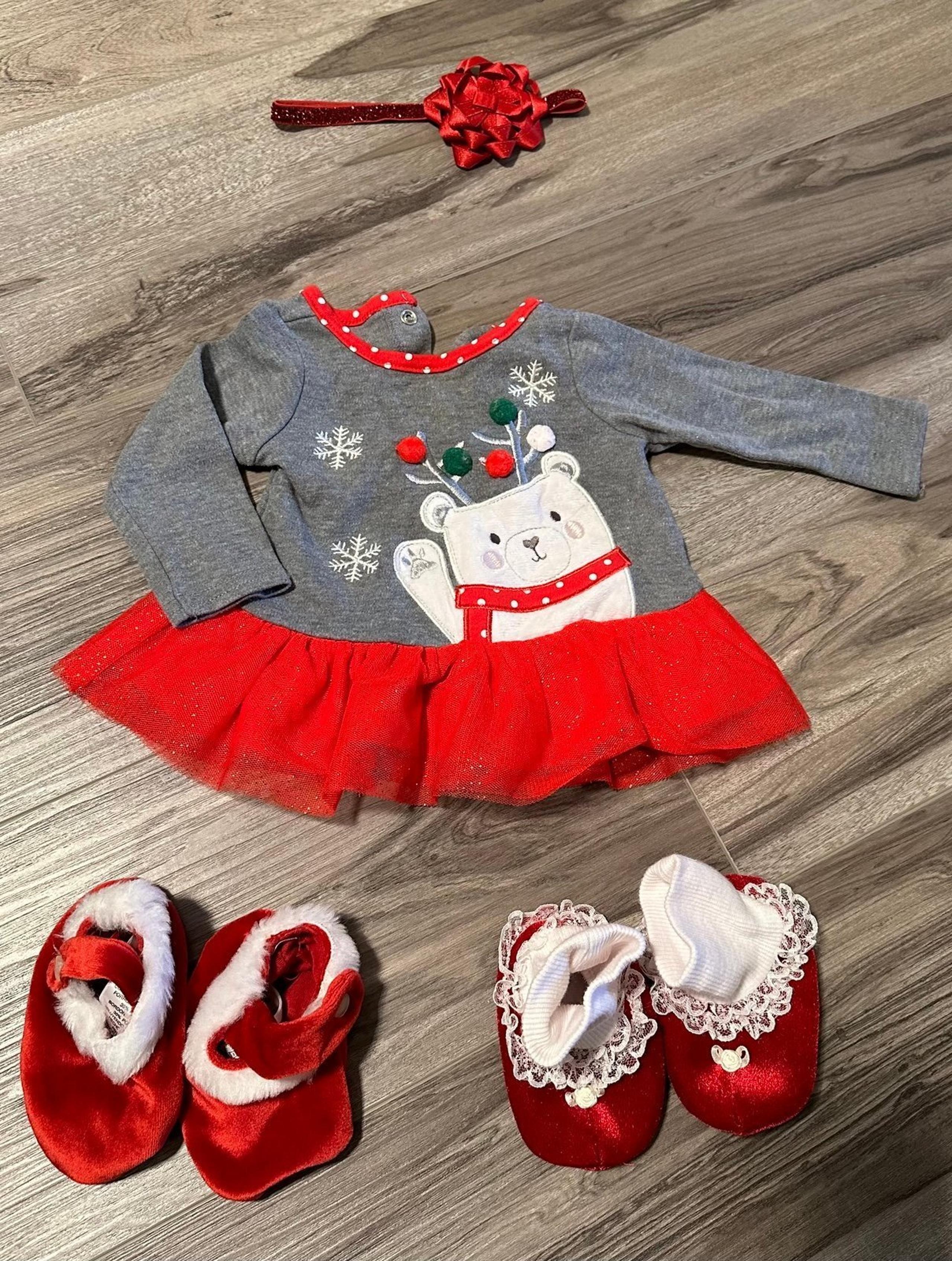Holiday Outfit Set - Baby Girls’ 3M Top & Shoes (Never Worn)