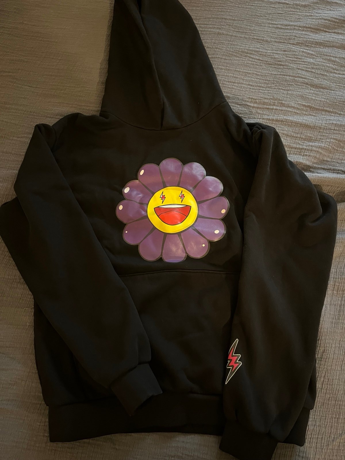 J Balvin x Takashi Murakami Hoodie Pullover Flower Black Mens Size Medium