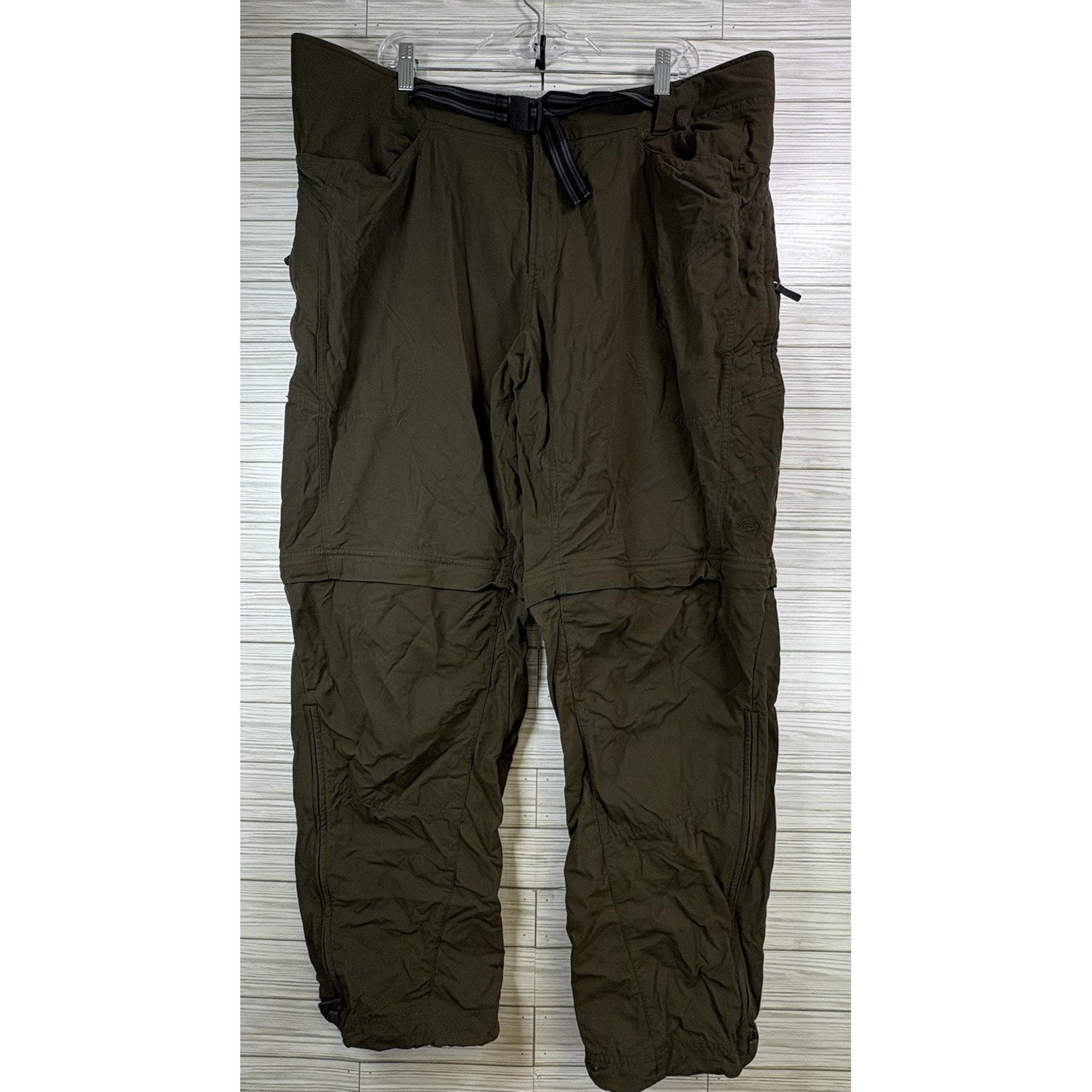 Mountain Hardwear Men's Convertible Pants 2XL Brown Pockets Shorts Zip Legs