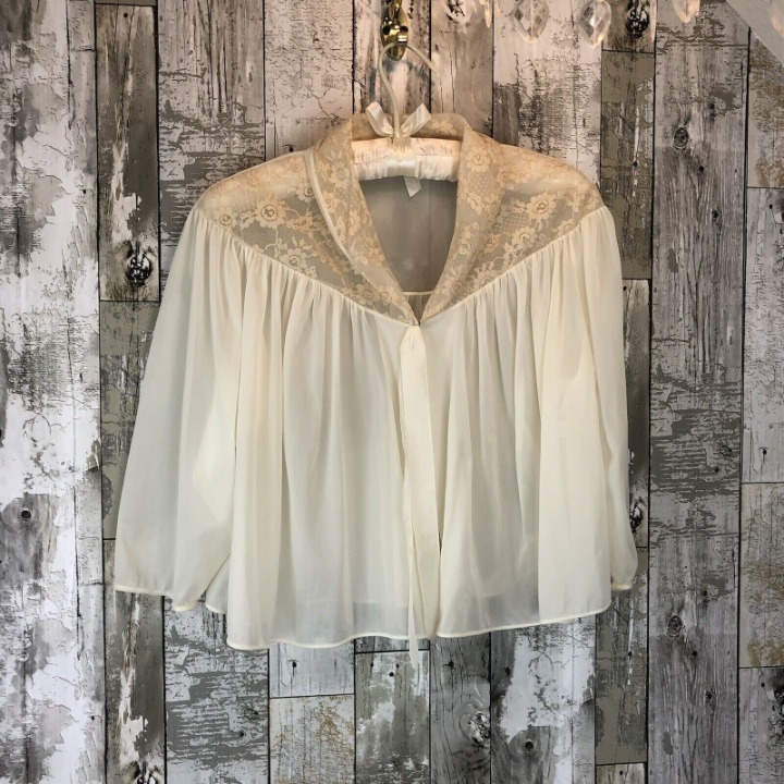 Vanity Fair bed jacket vintage 1960 small ivory