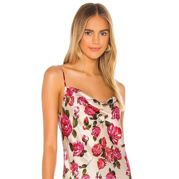 L’AGENCE | Jane V Neck Spaghetti Silk Tank stop Dawn/ Rosewood XS