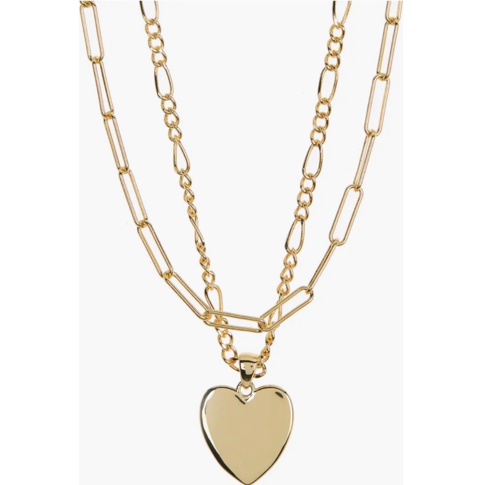 Adornia Layered heart pendant necklace - Gold