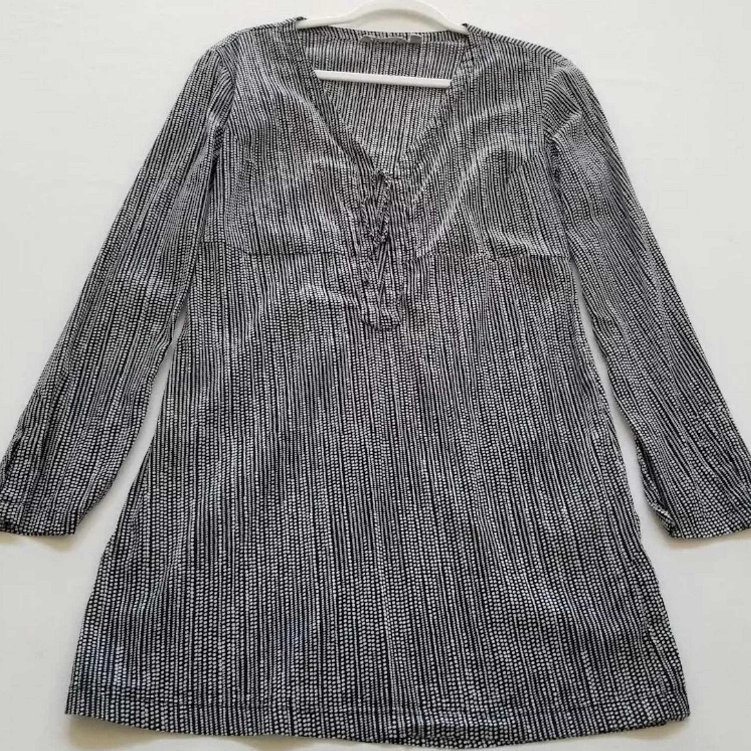 Athleta Womens Kimssa Plunge Chest Tie Pullover Geometric Tunic Cover Up Dress S