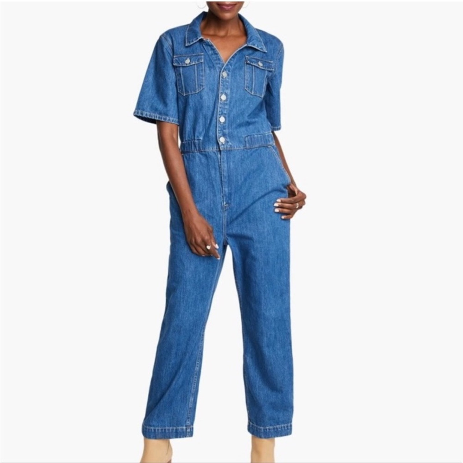 Able Brittney Denim Jumpsuit - Size M