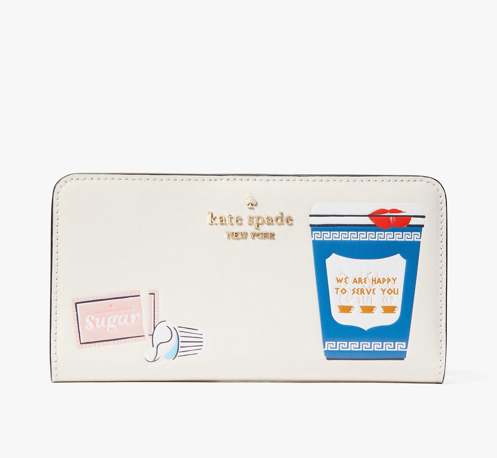Kate Spade New York Coffee Break Large Slim Bifold Wallet Leather