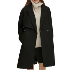 Andrew Marc Sculpted Twill Notched Collar Wool Coat