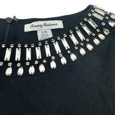 TOMMY BAHAMA | Women's Large Black Silver Darcy Ponte Knit Beaded Dress