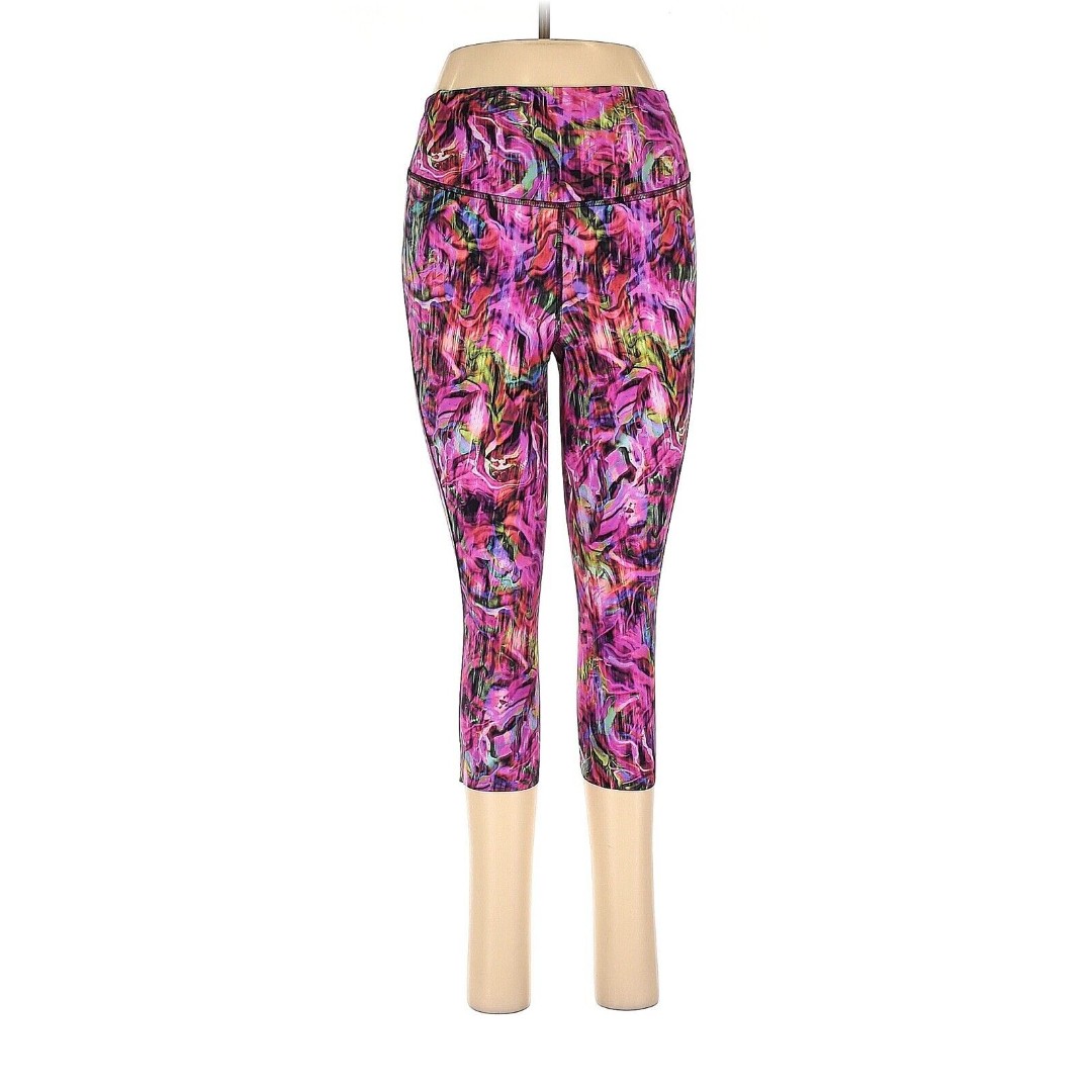 LULULEMON ATHLETICA Hyper Flow Pink Multi Base Pace HR Crop 17 Leggings - US 6