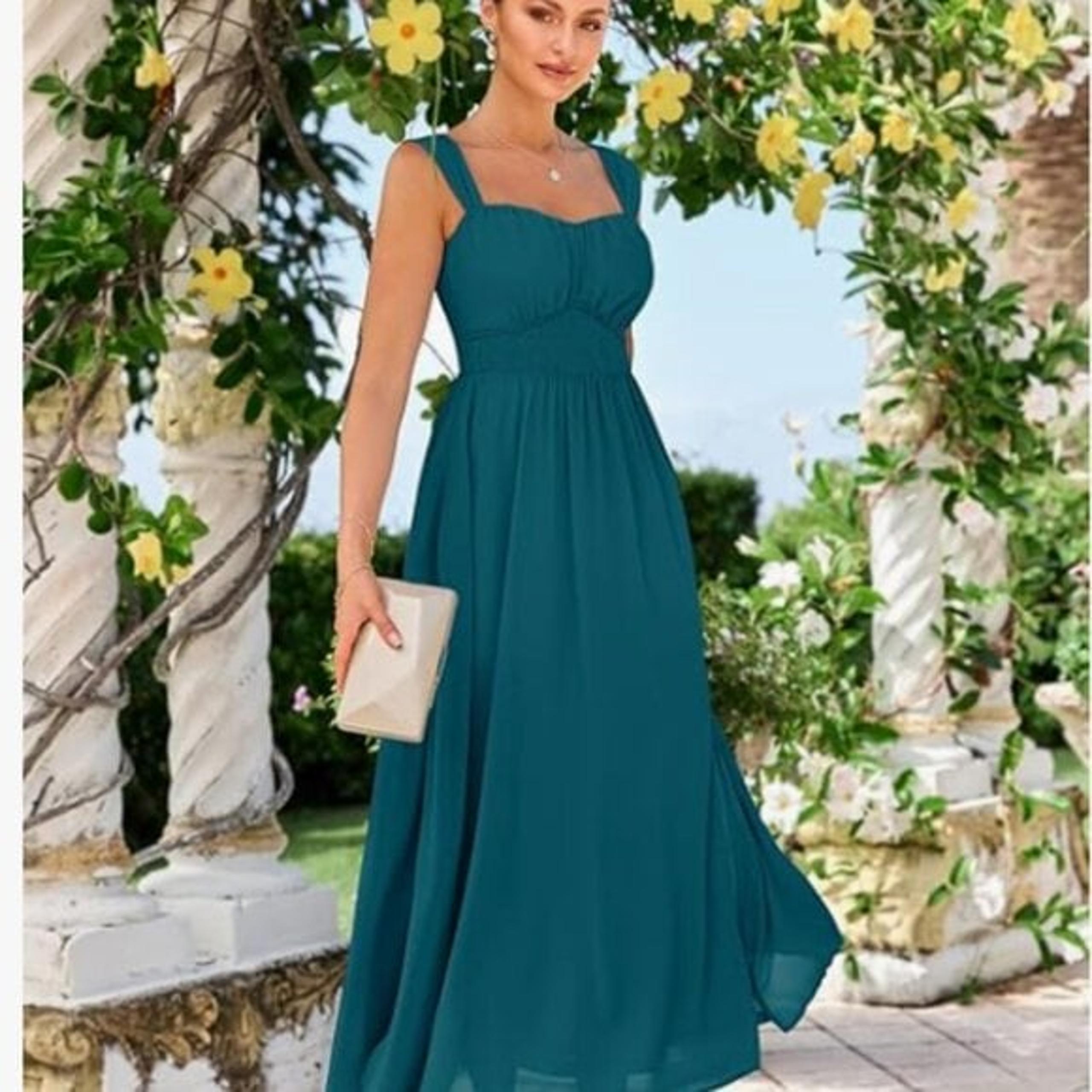 NWT Small Grace Karin Teal Smocked Maxi - Sleeveless or Off Shoulder (ABBA)