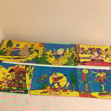 Vintage 1950’s Nursery Rhymes Frame Tray Puzzles Lot of 6 With Animal Shapes