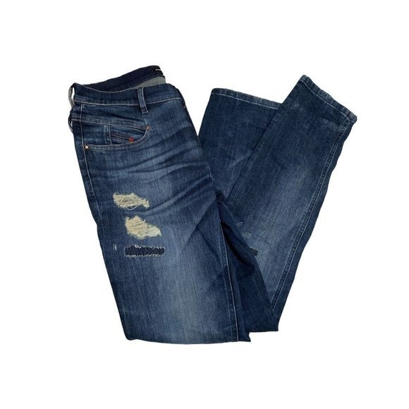 Ladies DIESEL BELTHY SLIM STRAIGHT LOW RISE BLUE JEANS Distressed 12 W30 L32