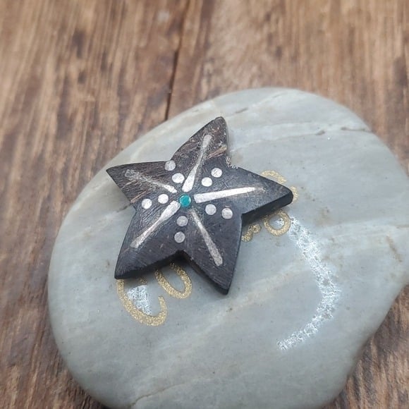 Handpainted wooden starfish charm bohemian