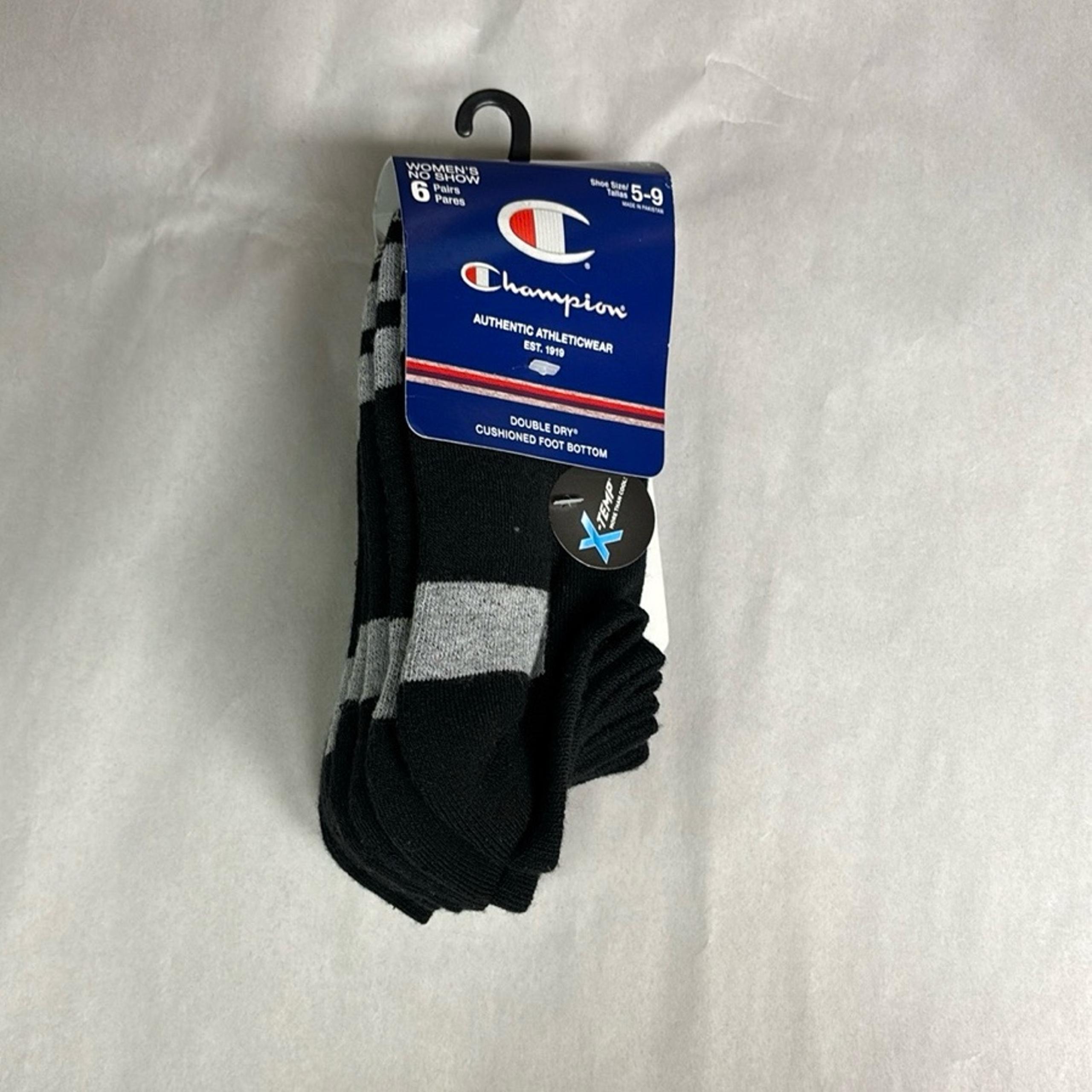 New Champion Socks Women’s 6 Pair Black & Gray No Show Active Athletic Casual