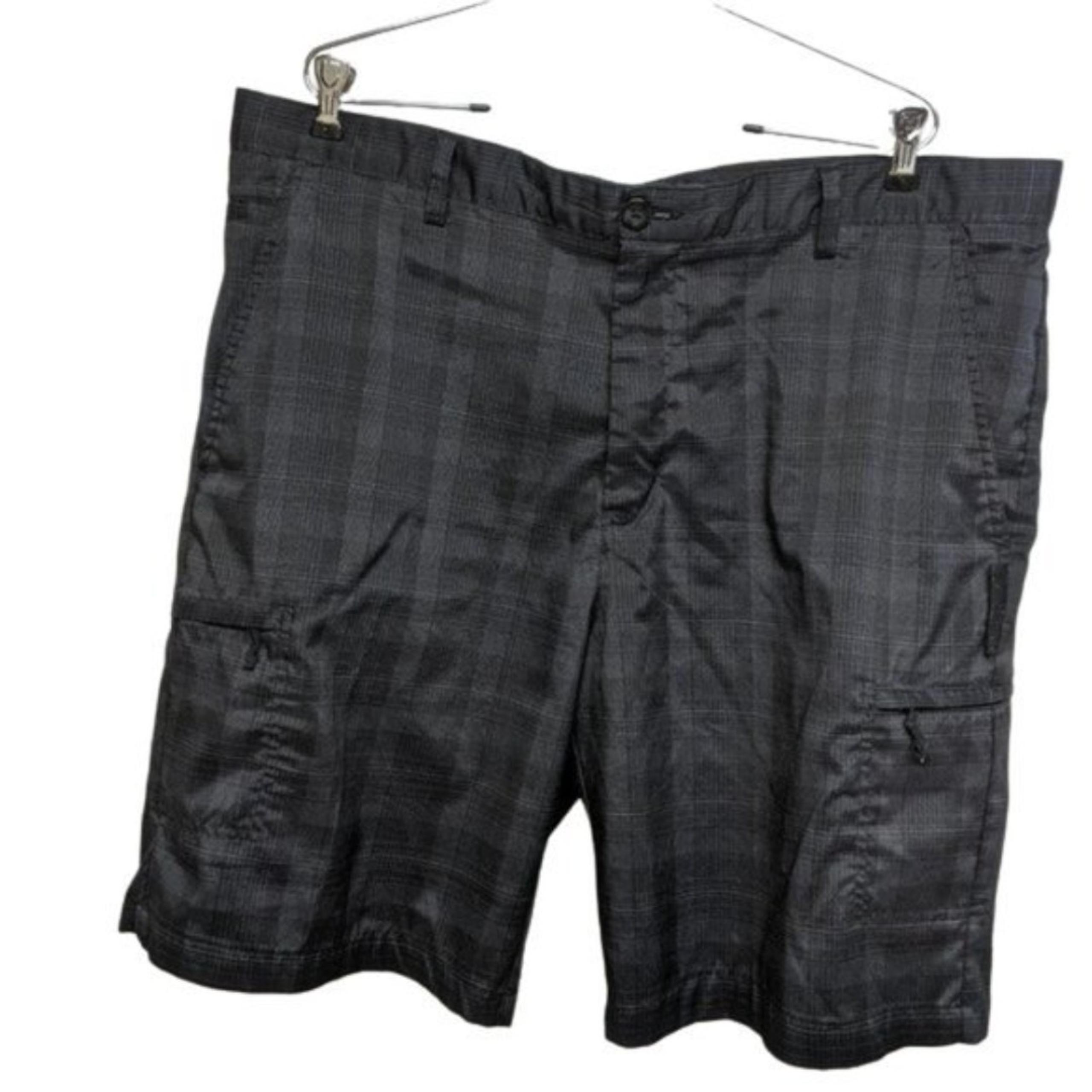 Greg Norman for Tasso Elba Men Shorts Plaid Bermuda UPF Black 40