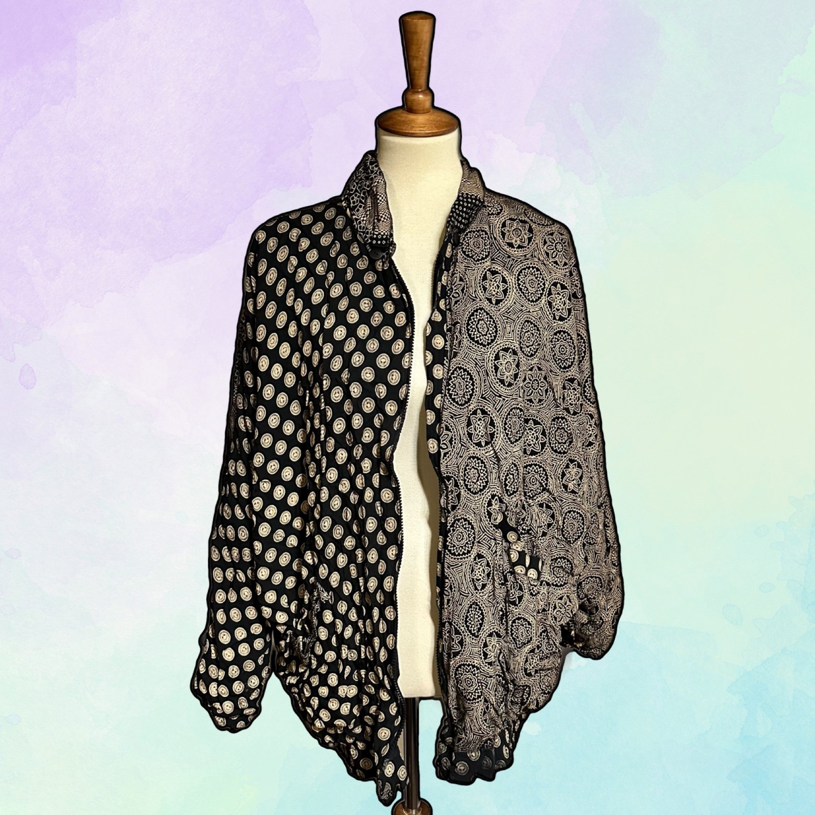 Cool Vintage Black Boho artistic Jacket