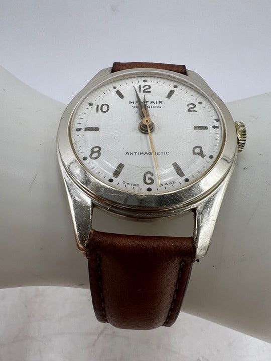 VTG 1950's 33mm Silver-Tone Mayfair Splendor 1J Men's Windup Watch Swiss Made!
