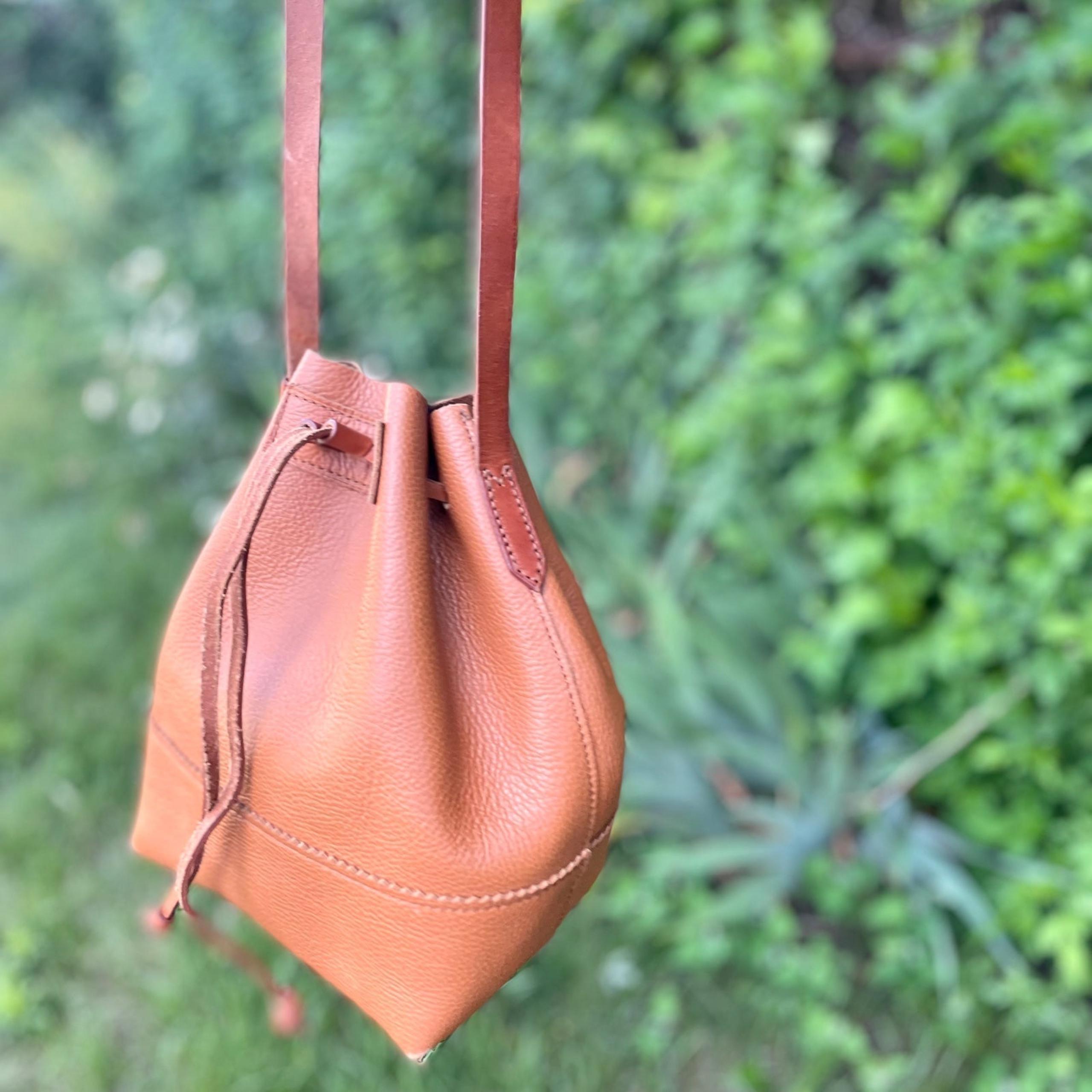J Crew Leather Bucket Bag - Brown Camel
