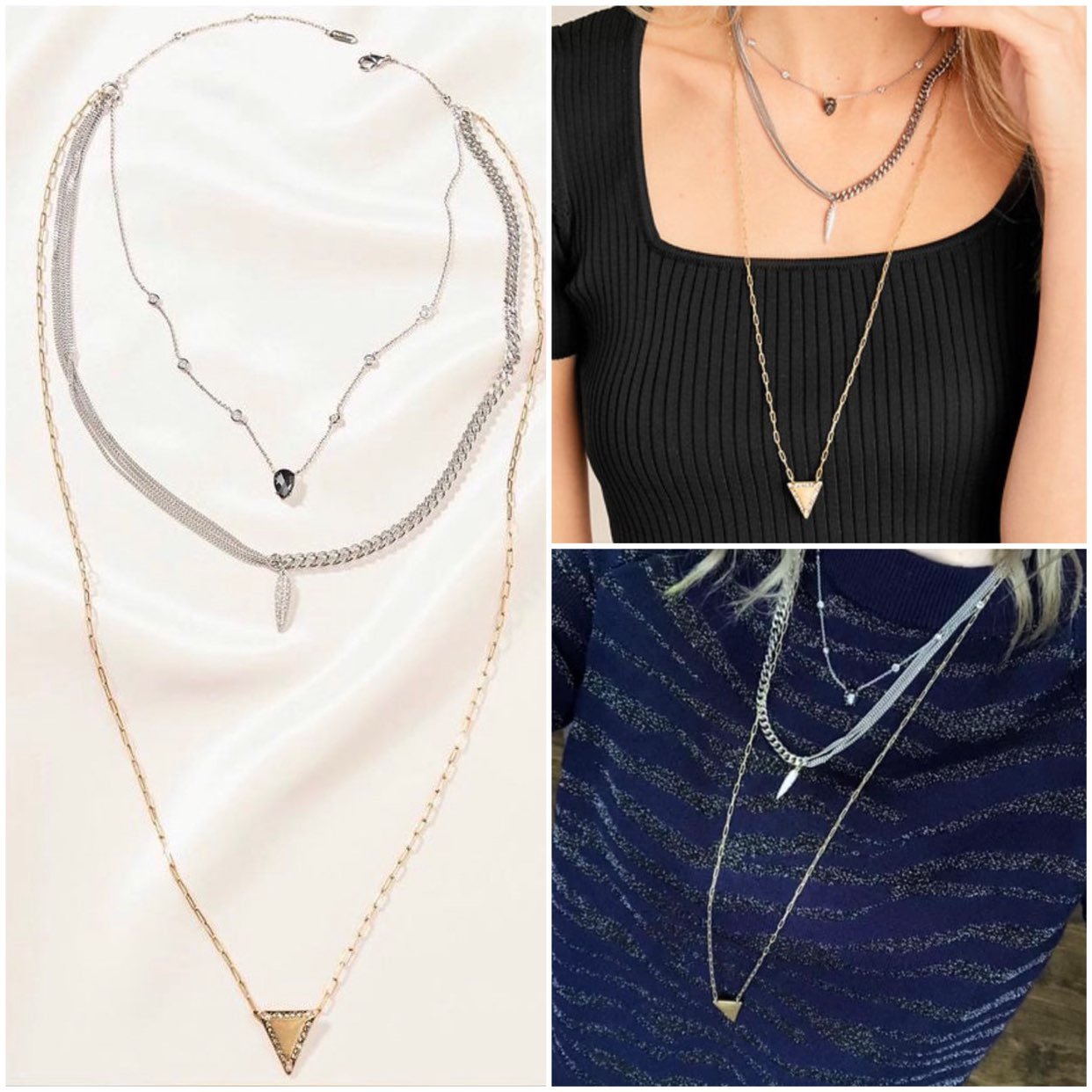 3-in-1 Layered Heirloom Necklace in Silver