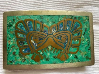 60s Aztec Mayan belt buckle