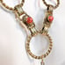 Tassel Necklace - Coral Glass Beads - Twisted Rope Links - Vintage Mid Century