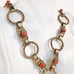 Tassel Necklace - Coral Glass Beads - Twisted Rope Links - Vintage Mid Century