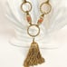 Tassel Necklace - Coral Glass Beads - Twisted Rope Links - Vintage Mid Century