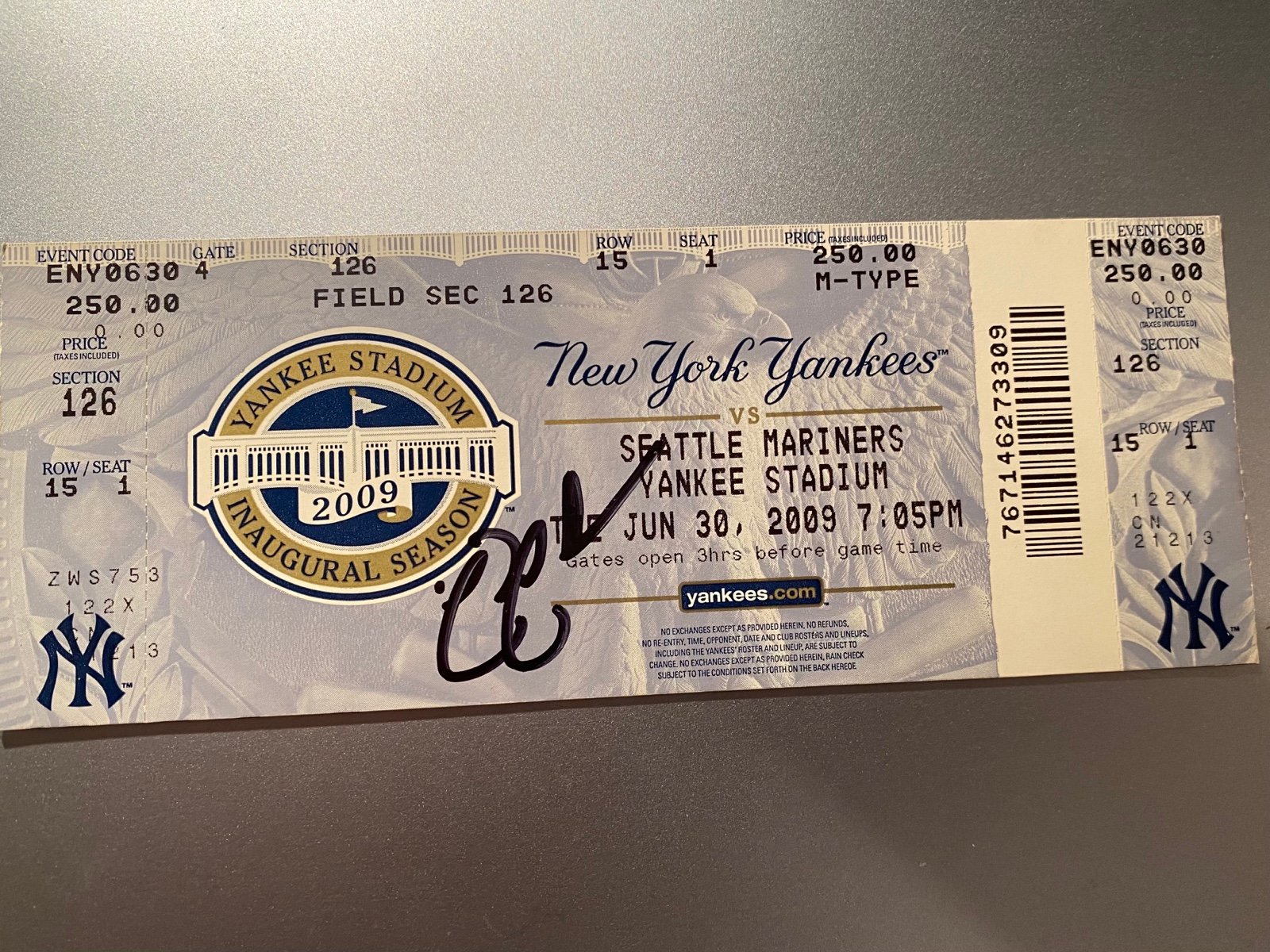 NY Yankees signed MLB game ticket commemorative Derek Jeter Mariano Rivera
