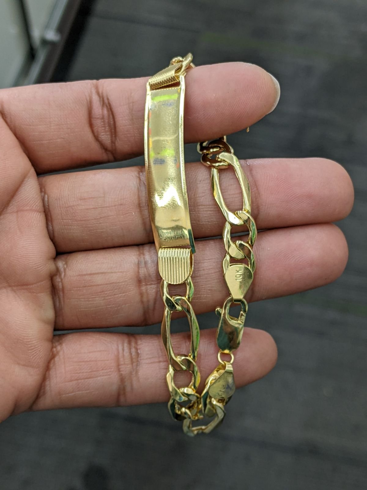 10kt real gold figaro IDbracelet for men