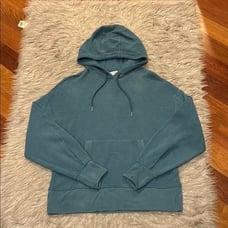 Athleta is womens teal tencel waffle soft hooded sweatshirt
