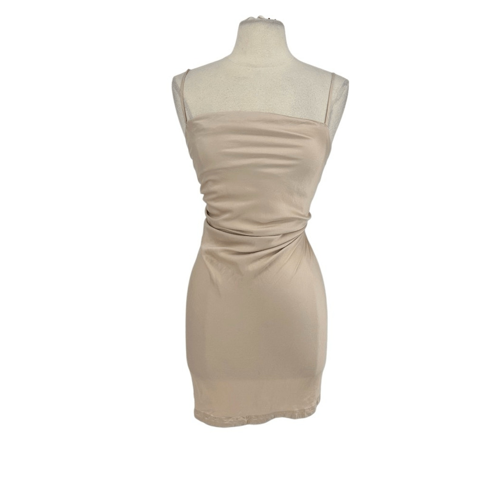 Victoria’s Secret Silk Slip Mini Dress Lingerie Size S Champagne Beige Y2K 90s