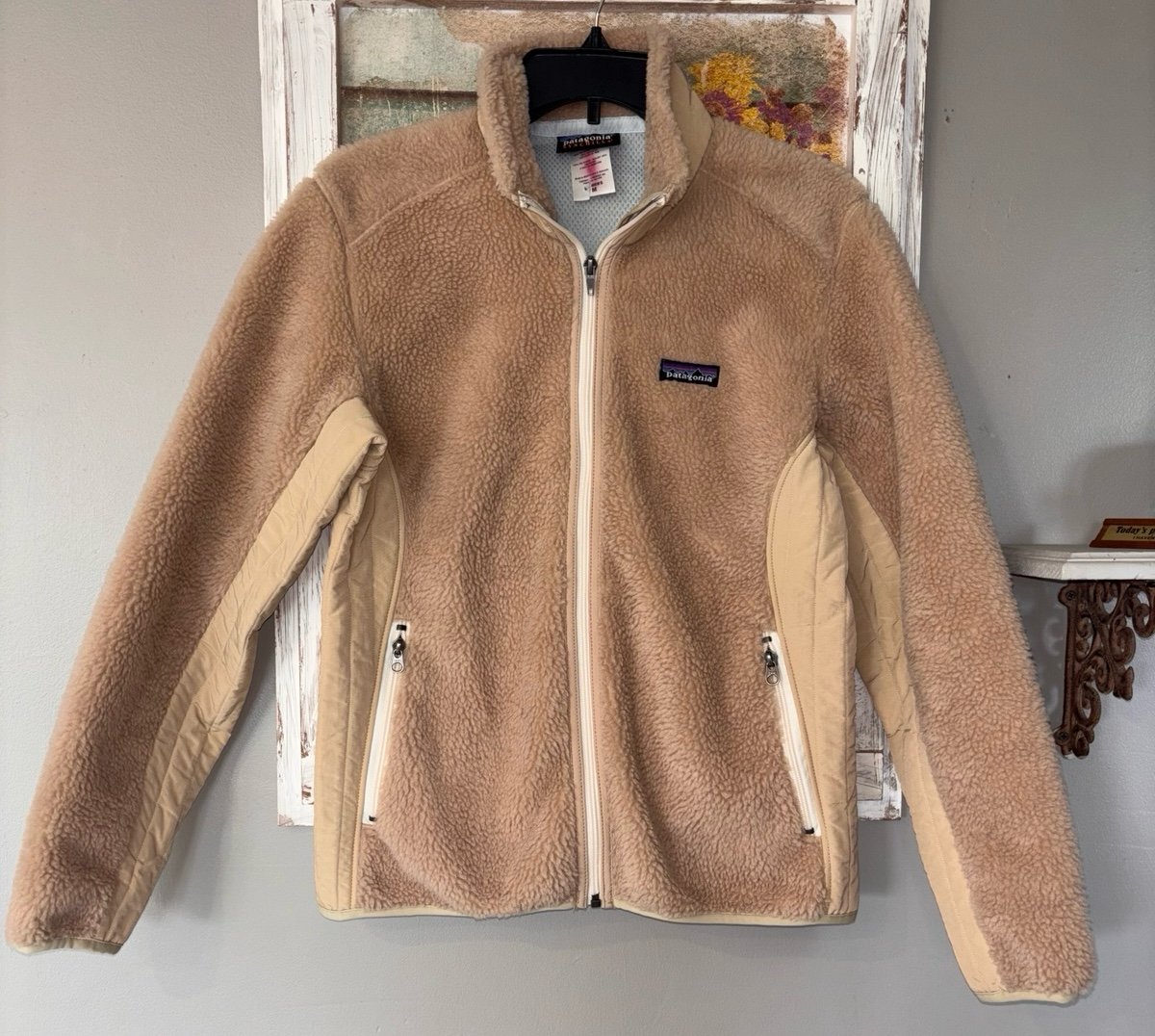 Women’s Patagonia Synchilla Deep Pile Oatmeal Fleece Size M Jacket Full Zip