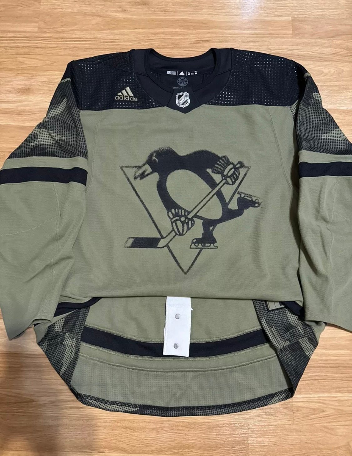 Team Issued MiC Adidas Authentic Pittsburgh Penguins Military NHL Jersey Camo 54