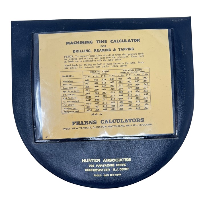 Fearns Standard Machining Time Calculator Drilling Reaming Tapping Case Instr