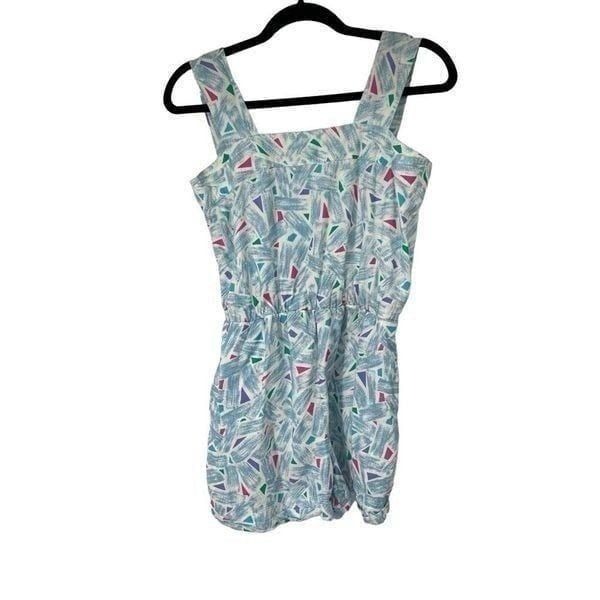 80’s 90’s Gitano Blue Abstract Design Romper Vtg Sz M Women’s