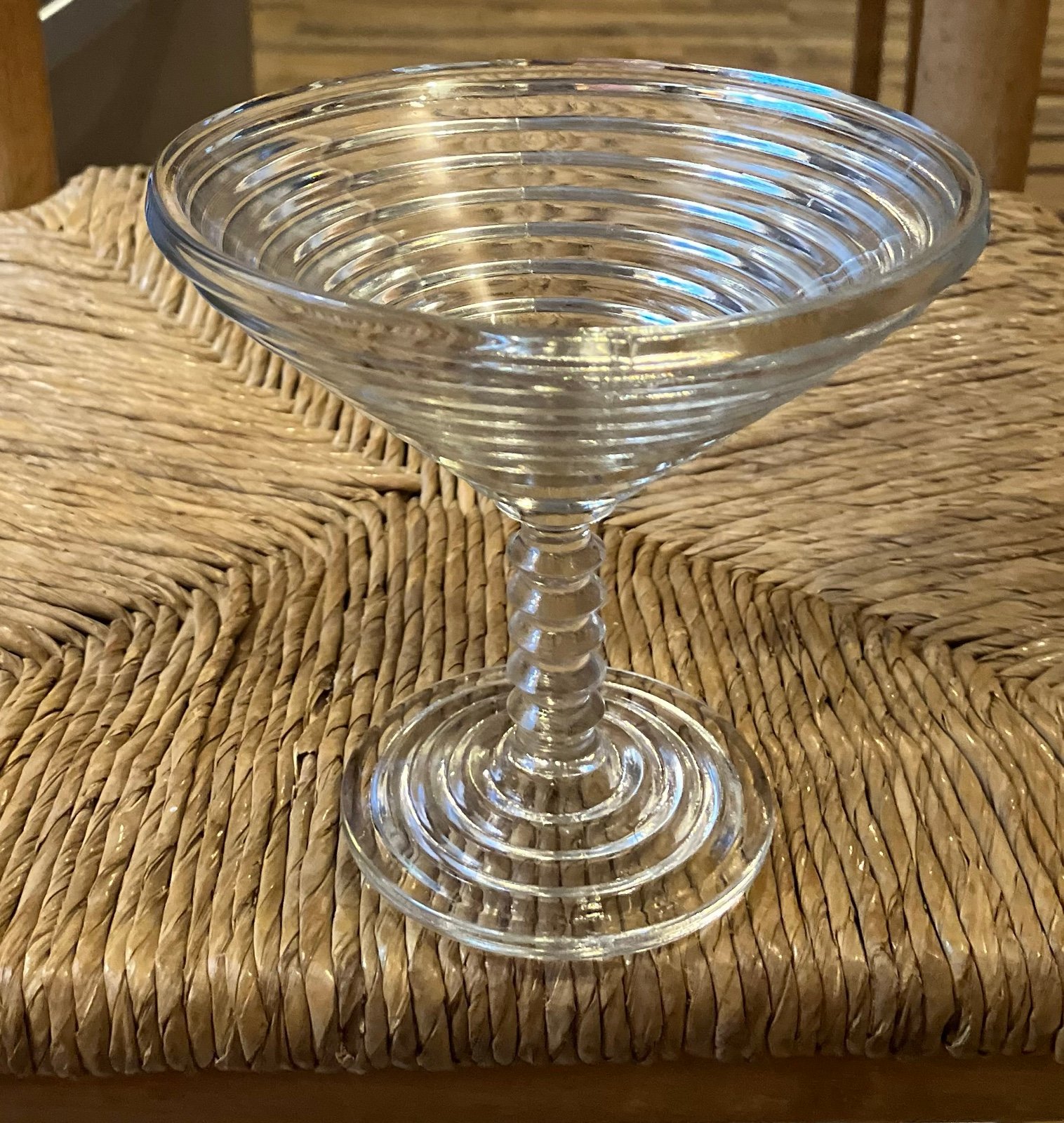 Vintage Art Deco Manhattan Martini Margarita Ribbed Compote Glass