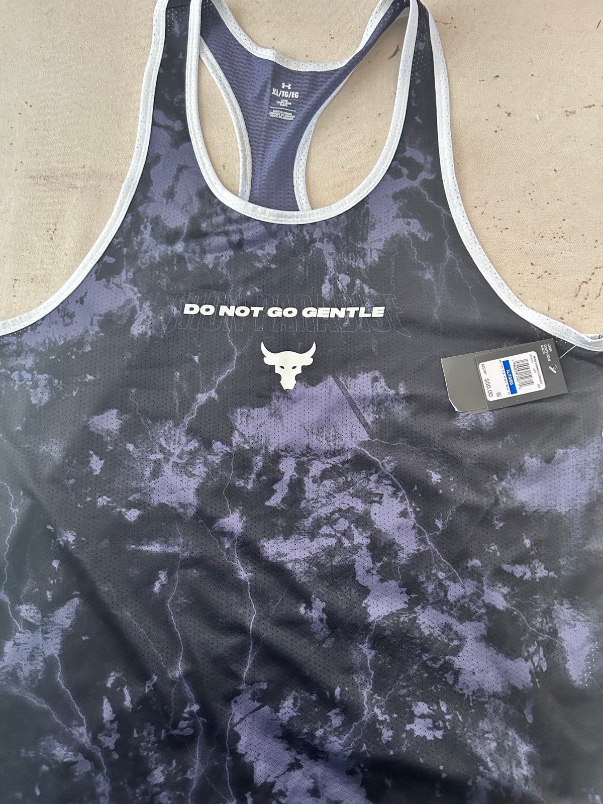 Under Armour Men's Size XL UA Project Rock Mesh Printed Tank Top Black/Steel