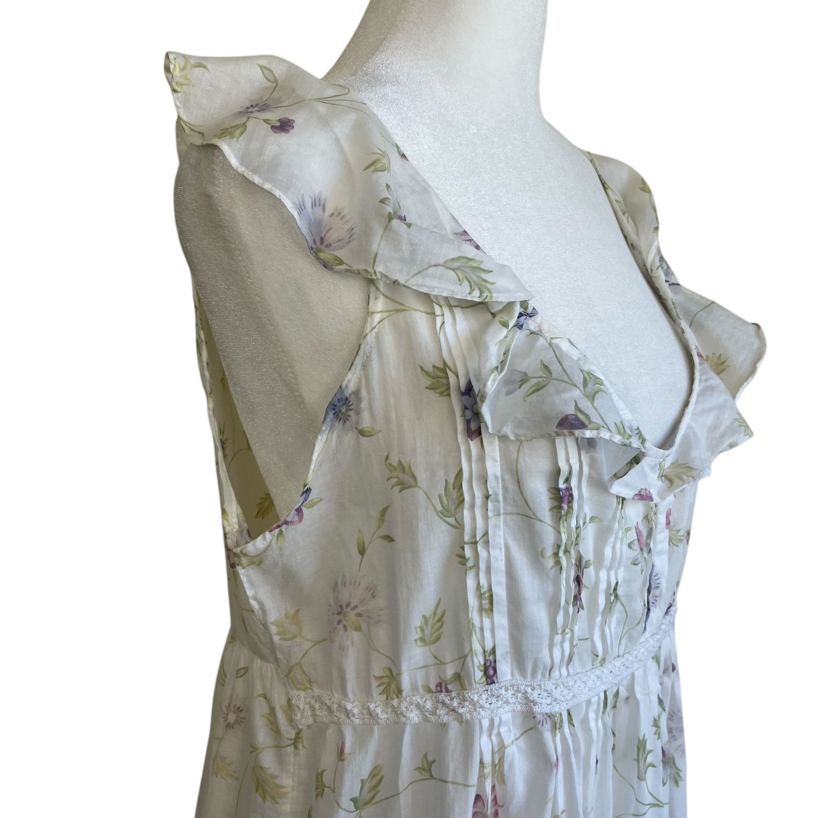 Victoria’s Secret Country VTG Floral Ruffle Tiered Dress Nightgown Prairie M/L