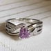 New 925 Silver Heart Shaped Amethyst Diamond Ring for Women